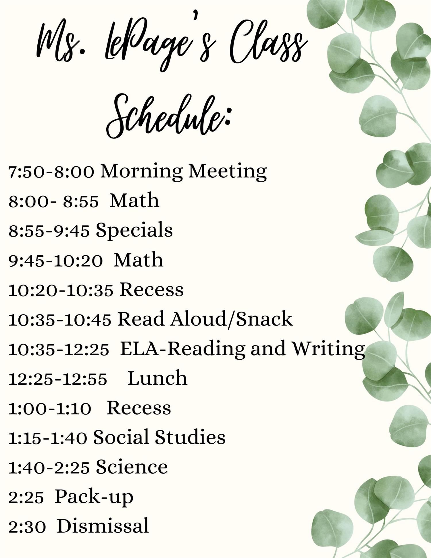 Schedule Pic